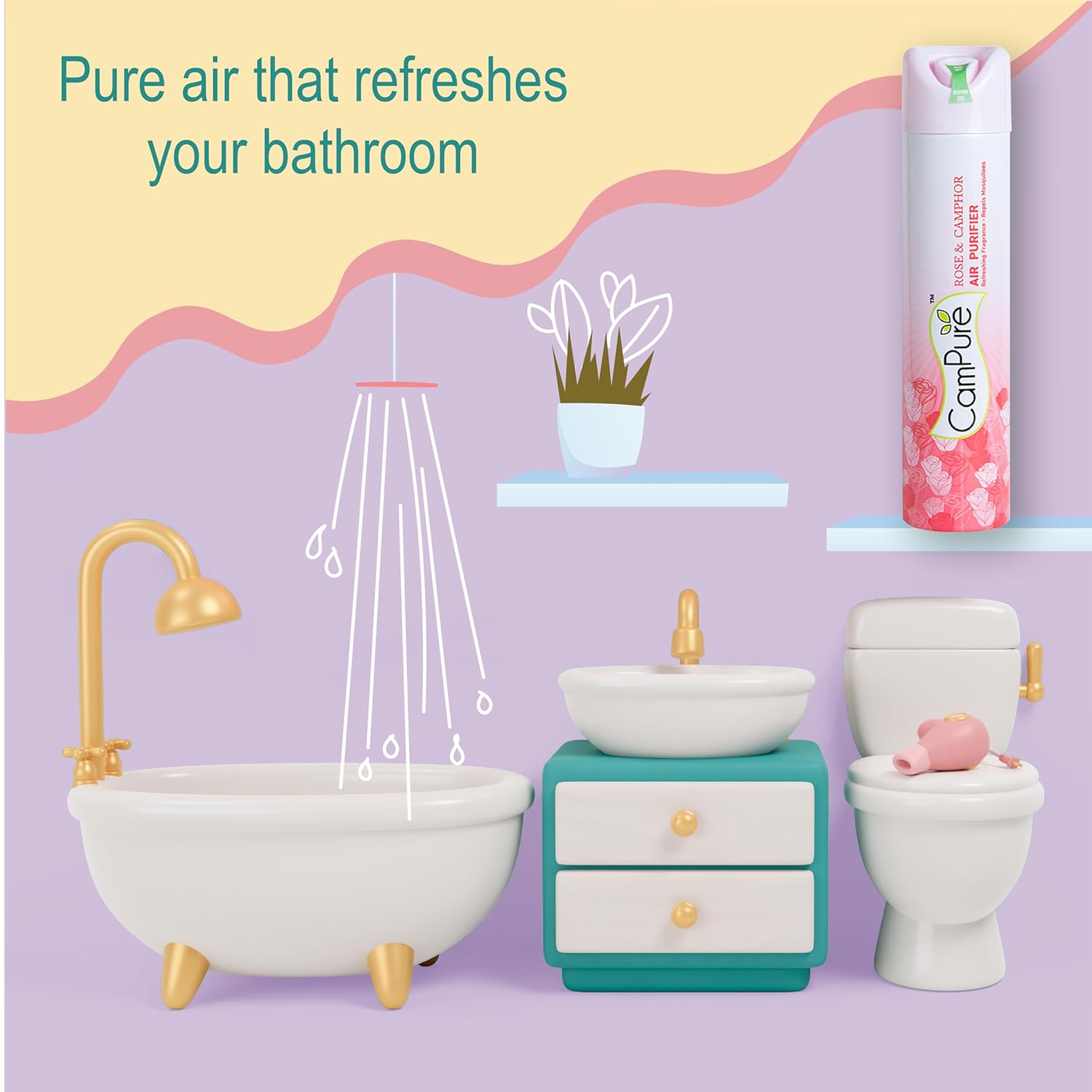 Mangalam CamPure Air Freshener Rose &amp; Camphor Spray (Pack of 2) - Refreshing Fragrance - Repels Mosquitoes - View 3 of 5