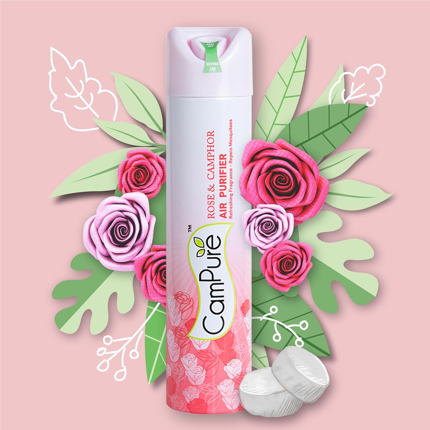 Mangalam CamPure Air Freshener Rose &amp; Camphor Spray (Pack of 2) - Refreshing Fragrance - Repels Mosquitoes - View 5 of 5