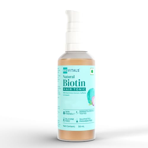 HK VITALS by HealthKart Biotin Hair Tonic for Hair Growth, with Red Onion Extract, Caffeine, &amp; Anagain, Helps Strengthen Hair, All Hair Types, 50 ml - Shop at Colombo Mall