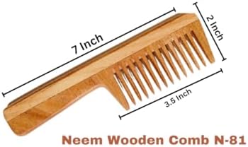 SVATV HANDCRAFTED NEEMWOOD COMB FOR DETANGLING HAIR FOR THICK, CURLY AND WAVY HAIR, NON-STATIC AND ECO-FRIENDLY WITH WIDE TOOTH FOR GROOMING HAIR COMB - (N-81) FROM DUBAI (SAM) - View 2 of 3