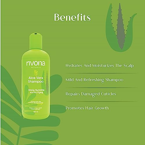 Rivona Naturals Pure Aloe Vera Shampoo, zero chemicals natural hydrating shampoo l for soft, smooth hair l For Men &amp; Women |Vegan | Sulphate and Paraben free |250 ml - View 3 of 3