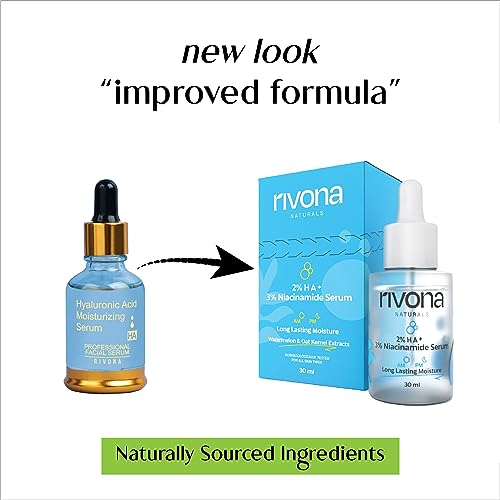 Rivona Naturals Hyaluronic Acid &amp; Niacinamide Serum -Glowing Skin | Daily Hydrating &amp; Skin Nourishment Face Serum For Women &amp; Men | Dermatologically Tested,Cruelty Free 30 ml - View 2 of 3