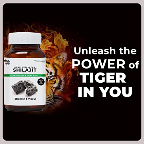 ZEROHARM Nano Himalayan Shilajit With Ashwagandha, Safed Musli &amp; Goksura 60 Veg Capsules, Testo Enhancer For Men &amp; Women Strength, Energy Booster, Stamina, Vigour, Endurance &amp; Performance supplements - View 7 of 7