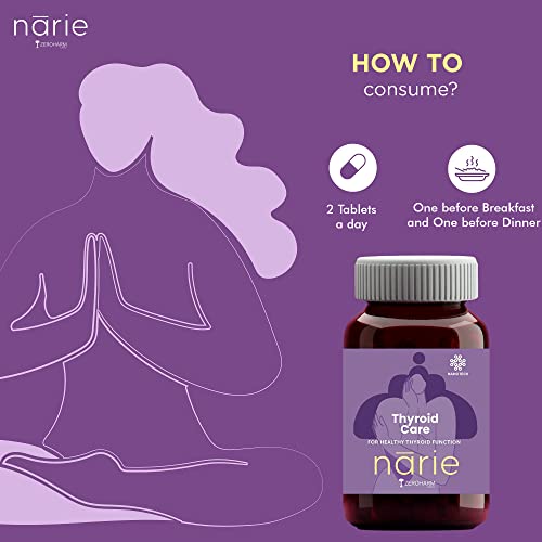 ZEROHARM Narie Thyroid Care Tablets|Hormonal Balance|Thyroid Support|Thyroid Balance|Regulated Tsh&amp;Thyroid Hormones – T3 &amp; T4|Improved Metabolism &amp; Energy|Weight Management|Pack of 60 Veg Tablets - View 5 of 7