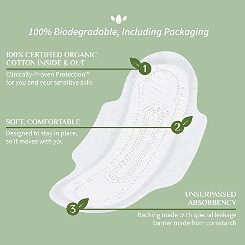 Organyc 100% Certified Organic Cotton Feminine Pads, Heavy, 10 Count (FROM INDIA SAB) - View 2 of 3