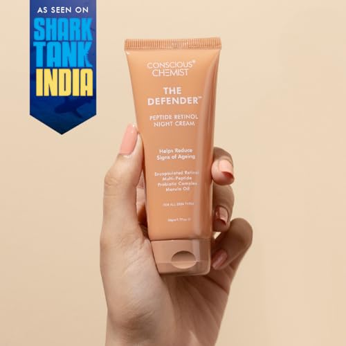 Conscious Chemist® Multi Peptide Retinol Anti Aging Lightweight Night Cream | Reduces Fine Lines, Neck line &amp; Wrinkles Lift Face Moisturizer| All Skin Types | Fragrance Free, Cruelty Free | 50ml (FROM INDIA SAB) - View 3 of 3