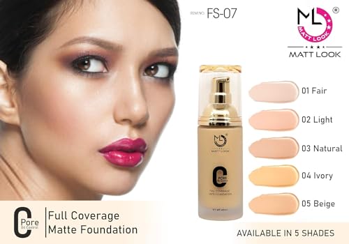 Mattlook Zero Pore Oil Control Full Coverage Matte Foundation, Natural (45ml)(FROM INDIA)JEZ - View 3 of 4