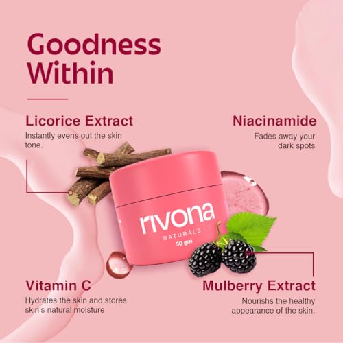 Rivona Naturals Bright Pink Face Cream, Light make up look | Vegan Niacinamide moisturzier| Dermatologically Tested,50 gm - View 3 of 3