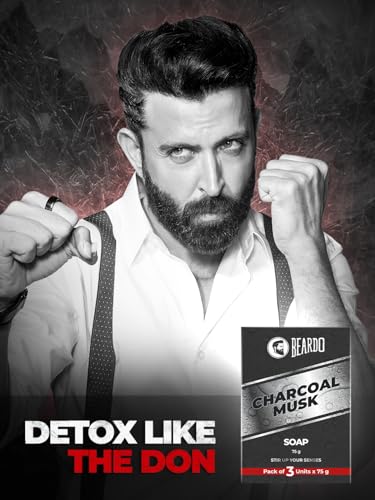 Beardo Activated Charcoal Musk Soap for Men, 75g x 3 | With Activated Charcoal | Deep Cleansing, Anti-Pollution | Refreshing | Removes Impurities | Removing Excess Oil(FROM INDIA)JEZ - View 3 of 4