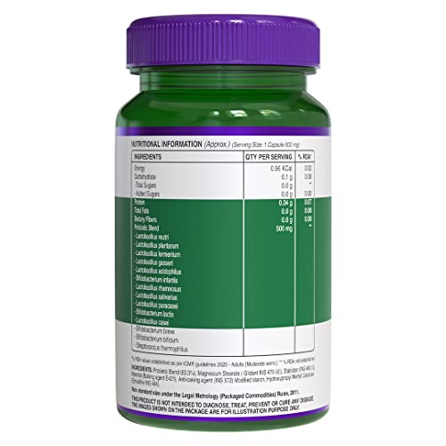 Pure Nutrition Progut Probiotic Supplement for Men &amp; Women | 50 Billion CFU with 14 Strains of Probiotics l| Supports Digestive, Gut Health &amp; Immunity| Gas &amp; Bloating Relief l 60 Veg Capsules - View 3 of 5