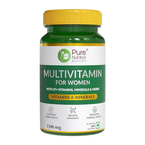 Pure Nutrition Multivitamin for Women (1500mg) with Biotin, Calcium, Cranberry, Alfa Alfa, Shatavari | Supports Immunity, Energy, Skin, Hair, Nails, Bone &amp; Overall Health | 30 Veg Tablets - Related product