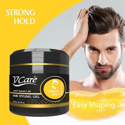 V Care 500ml Professional Hair Gel | Hydrating Glycerin &amp; Castor Oil Formula | Strong Hold Styling | Refreshing Fragrance | Non Sticky FROM DUBAI (SAM) - View 2 of 4
