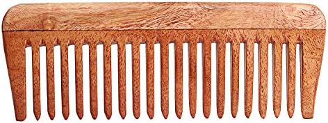 SVATV HANDCRAFTED NEEMWOOD COMB FOR DETANGLING HAIR FOR THICK, CURLY AND WAVY HAIR, NON-STATIC AND ECO-FRIENDLY WITH WIDE TOOTH FOR GROOMING HAIR COMB - (N-48) FROM DUBAI (SAM) - View 3 of 3