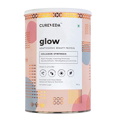 Cureveda Glow Plant Based Veg Collagen and Youth Age Defence Blended Powder Combo Natural Beauty Protein with Cellular Regeneration for Anti-Aging Wrinkles Antioxidant Blend (300 gm Each) - View 5 of 6