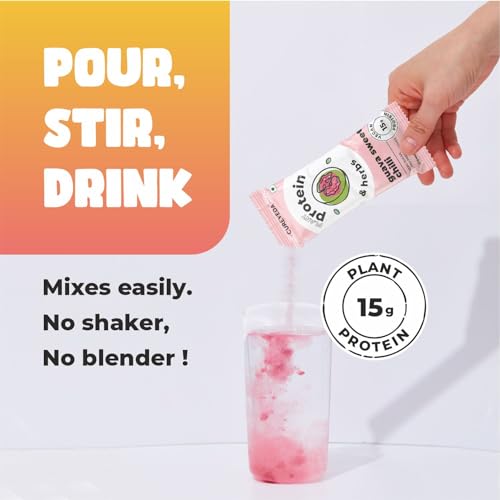 Cureveda Pea Protein Isolate Powder with Herbs, Dairy Free, No Added Sugar, Orange, Pineapple, Watermelon, Guava, Green Apple, Strawberry, 6 Flavours x 3 Sachets, 23gm each, Pack Of 18 - View 5 of 7