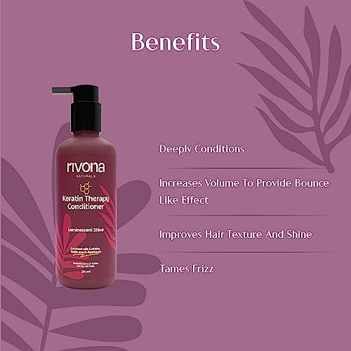 Rivona Naturals Keratin Therapy Conditioner |Nourishes &amp; Controls Frizz with Hydrolyzed Keratin protein &amp; Olive Oil Peg-7 Esters | Men &amp; Women |All hair types| 250 ml - View 2 of 3