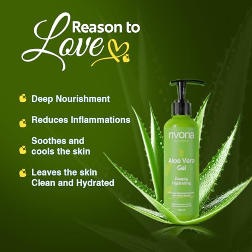 Rivona Naturals 99% Pure Aloe Vera Gel For Face,Hair, Skin &amp; Nail | Moisturizing, Soothing &amp; Hydrating | Multipurpose Gel |100% Natural extract | Dermatologically Tested |All Skin types 125 ml - View 2 of 3