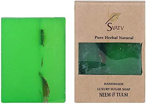 SVATV Handmade Sugar Natural Soap ll For All Skin types 100g Bar ll Kosher Certified (Neem Tulsi) FROM DUBAI (SAM) - View 3 of 3