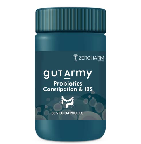 ZEROHARM Gut Army Probiotics for Constipation &amp; IBS 60 Veg Capsules, 100 billion CFU for Constipation Relief, Stomach &amp; Colon Cleanser, Diarrhea, Bloating &amp; Acidity, Improve Digestive Health - Related product