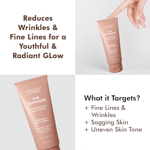 Conscious Chemist® Multi Peptide Retinol Anti Aging Lightweight Night Cream &amp; Multi Peptide &amp; 0.2% Retinol Serum | Anti Aging Kit | Reduces Fine Lines, Neck line,Boosts Collagen, Wrinkles | Pack Of 2 (FROM INDIA SAB) - View 3 of 3