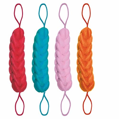 GUBB Back Scrubber For Bathing Exfoliating bath sponge shower pouf loofah back scrubber mesh strap skin washer with rope handles (Pack of 4) (FROM INDIA SAB) - View 2 of 3