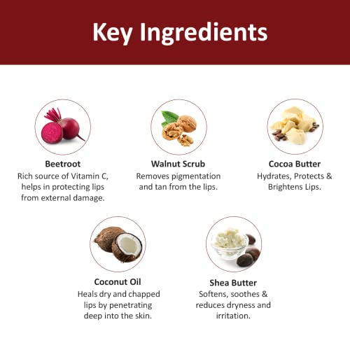 TAC - The Ayurveda Co. Beetroot Lip Scrub for Brightening Dark, Dry &amp; Chapped Lips, Hydrates and Reduces Lip Pigmentation, for Women &amp; Men, 20gm (FROM INDIA SAB) - View 3 of 3