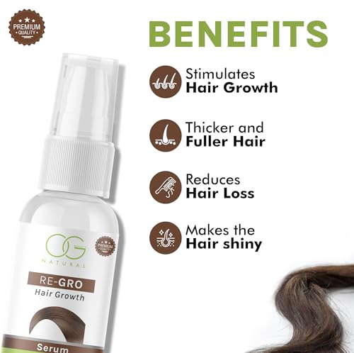 OG BEAUTY Natural ReGro Hair Growth Serum | Nourishing Blend of 4 Oils for Soft, Silky &amp; Healthy Hair | Lightweight, Non-Greasy Formula, Heat &amp; Humidity Protection | Paraben-Free - 50ml(fFROM INDIA)NUZ - View 3 of 5