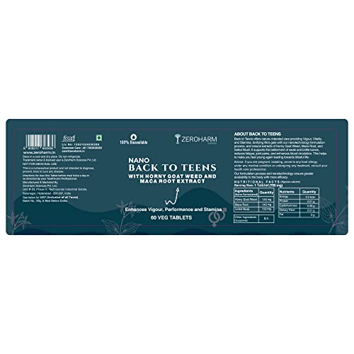 ZEROHARM BACK to TEENS - Horny Goat weed Epimedium - Maca Root extract - Safed Musli - Nano Formulated herbal Tablet - View 4 of 6