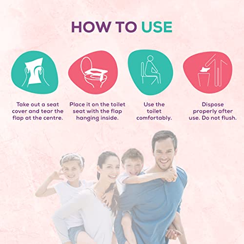 Evereve Disposable Paper Toilet Seat Covers for Women &amp; Men, 20 sheets, No toilet-borne diseases, Water-resistant, Comfortable &amp; hygienic, Easy to carry &amp; use, Eco-friendly, Must for outdoors (FROM INDIA SAB) - View 2 of 3