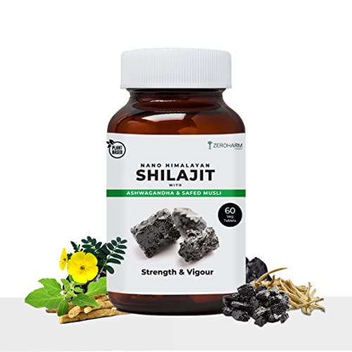 ZEROHARM Nano Himalayan Shilajit With Ashwagandha, Safed Musli &amp; Goksura 60 Veg Capsules, Testo Enhancer For Men &amp; Women Strength, Energy Booster, Stamina, Vigour, Endurance &amp; Performance supplements - Shop at Colombo Mall