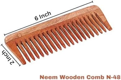SVATV HANDCRAFTED NEEMWOOD COMB FOR DETANGLING HAIR FOR THICK, CURLY AND WAVY HAIR, NON-STATIC AND ECO-FRIENDLY WITH WIDE TOOTH FOR GROOMING HAIR COMB - (N-48) FROM DUBAI (SAM) - View 2 of 3
