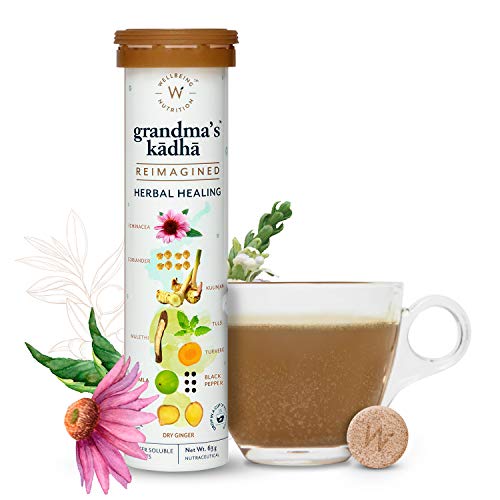Wellbeing Nutrition Grandma's Kadha - Ayush Kwath Immunity Booster | Ayurvedic Kadha for Immunity, Cold, Cough, Sore Throat &amp; Congestion |Immunity Boosters for Adults (15 Effervescent Tablets)(FROM INDIA)NUSS - Shop at Colombo Mall