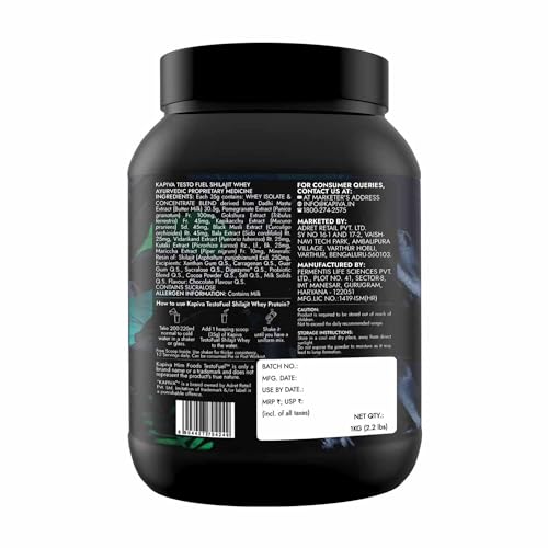 Kapiva TestoFuel Shilajit Whey Protein with Digezyme| 25g Protein | 5.5g BCAA | Faster Absorption | Boosts Stamina | Chocolate Flavor, 1Kg/ 2.2lb - View 2 of 8