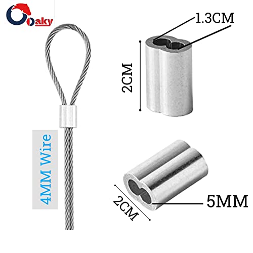 Oaky (5MM) Strong Heavy-Duty Ferrule Aluminum Double Barrel Crimping Loop Sleeves for Fitting Gym Machine Wire Cable Rope Locks(FROM INDIA)NUZ - View 2 of 6