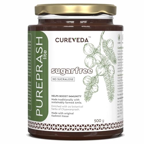 Cureveda Pureprash Lite-Sugarfree Chyawanprash, Safe for Diabetics, Low Calories, Organic Immunity Booster for All Age Groups with Saffron/Kesar, No added Sugar, No Sucralose (500gm) - View 2 of 7