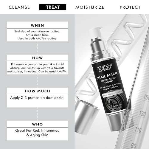 Conscious Chemist® Snail Magic Skin Barrier Repair Essence Serum | 97% Active Snail Mucin Filtrate, Betaine &amp; Trehalose | For Dryness, Redness, Damaged Skin | For Women &amp; Men All Skin Types | 50 ml (FROM INDIA SAB) - View 3 of 3