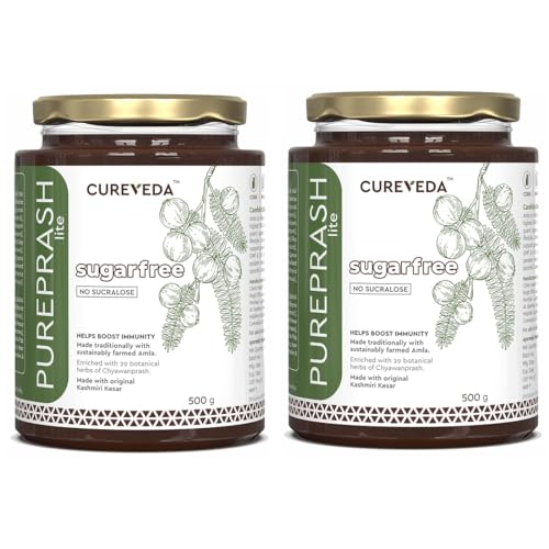 Cureveda Pureprash Lite-Sugarfree Chyawanprash, Safe for Diabetics, Low Calories, Organic Immunity Booster for All Age Groups with Saffron/Kesar, No added Sugar, No Sucralose (500gm) - View 6 of 7