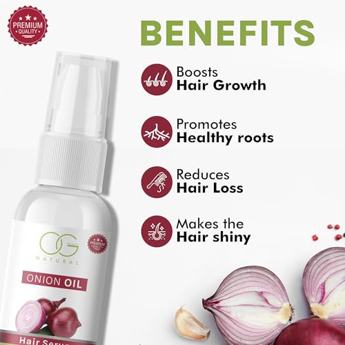 OG BEAUTY Natural Onion Oil Hair Growth Serum | Lightweight, Non-Greasy, Nourishing 4-Oil Blend for Soft, Silky Hair | Protects Against Heat Damage, Detangles, &amp; Reduces Hairfall - 50ml(fFROM INDIA)NUZ - View 2 of 5