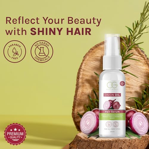 OG BEAUTY Natural Onion Oil Hair Growth Serum | Lightweight, Non-Greasy, Nourishing 4-Oil Blend for Soft, Silky Hair | Protects Against Heat Damage, Detangles, &amp; Reduces Hairfall - 50ml(fFROM INDIA)NUZ - View 4 of 5