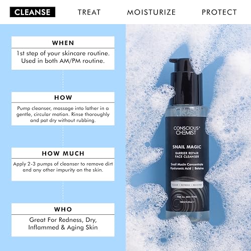 Conscious Chemist® Snail Magic Cleanser Barrier Repair Low pH Gel Cleanser | Daily Mild Face Cleanser for All Skin with Korean Snail Mucin Concentrate, Betaine &amp; Pine Bark Extract | 100ml (FROM INDIA SAB) - View 3 of 3