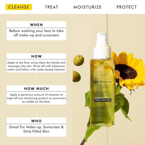 Conscious Chemist® Ultra Light Oil Face Cleanser (100ml) With Olives | Removes Makeup, SPF And Impurities For Soft &amp; Glowing Skin | 100% Natural Oils | Cruelty Free (FROM INDIA SAB) - View 3 of 3