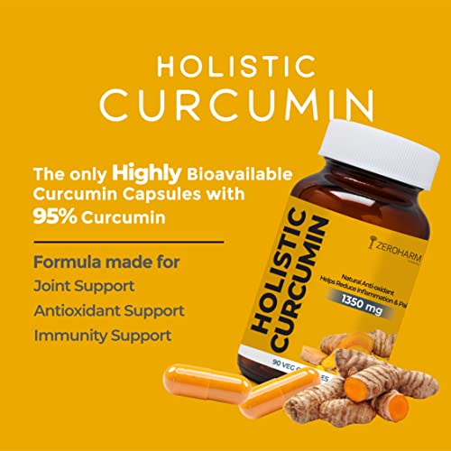 ZEROHARM Holistic Curcumin Capsules 1350mg | Helps Reduce Inflammation and Pain | Antioxidant &amp; Anti-inflammatory (90 Capsules) - View 3 of 5