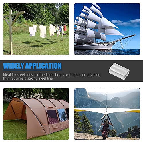 Oaky (5MM) Strong Heavy-Duty Ferrule Aluminum Double Barrel Crimping Loop Sleeves for Fitting Gym Machine Wire Cable Rope Locks(FROM INDIA)NUZ - View 5 of 6