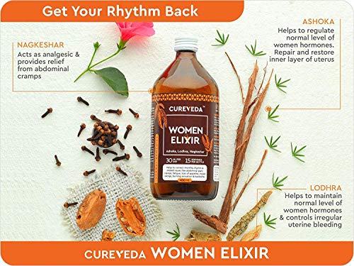 Cureveda Herbal Women Elixir- For Women's Health (Period cramps, mood swings, feminine pain relief) 450ml Syrup - View 5 of 6