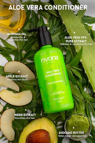 Rivona Naturals Aloe Vera Conditioner | Aloe Vera + Neem |Anti Frizz and Smoothening | For Men &amp; Women | All Hair types | 250 ml - View 2 of 3