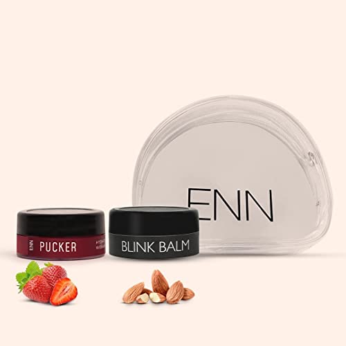 ENN Pucker Lip Balm &amp; Brow Butter Blink Balm Kit | Deeply Hydrates Lips | Makes Lashes &amp; Brows Fuller | Thicker | Hyaluronic Acid | Castor Oil | Grapeseed | Jojoba | Natural | For Women &amp; Men (FROM INDIA SAB) - View 2 of 3