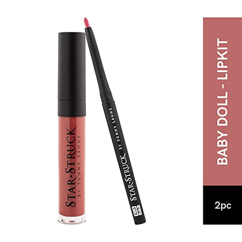 STARSTRUCK BY SUNNY LEONE 2pc Lip Kit | Highly Pigmented, Clear Shine &amp; Non-Sticky Formula Gloss with Longwear, One Stroke Application Liner | Baby Doll - View 3 of 3