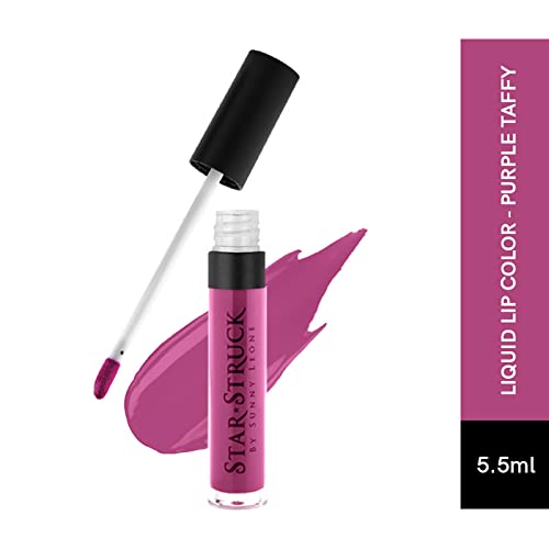 STARSTRUCK BY SUNNY LEONE Glossy Liquid Lip Color, Dark Purple | Highly Pigmented, Hi-Shine &amp; Non-Sticky Formula | Lip Gloss For Girls, Women | Purple Taffy - View 2 of 3