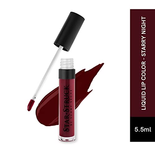 STARSTRUCK BY SUNNY LEONE Glossy Liquid Lip Color, Dark Maroon | Highly Pigmented, Hi-Shine &amp; Non-Sticky Formula | Lip Gloss For Girls, Women | Starry Night - View 3 of 3