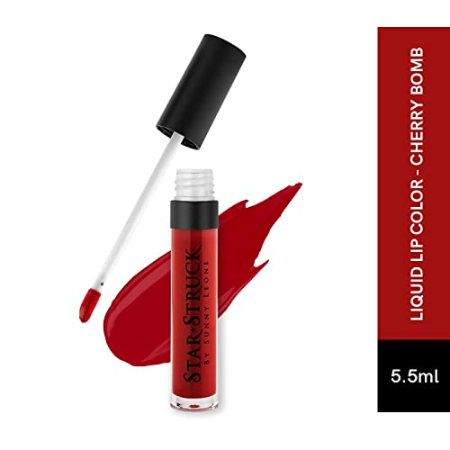 STARSTRUCK BY SUNNY LEONE Glossy Liquid Lip Color, Cherry Red | Highly Pigmented, Hi-Shine &amp; Non-Sticky Formula | Lip Gloss For Girls, Women | Cherry Bomb - View 3 of 3